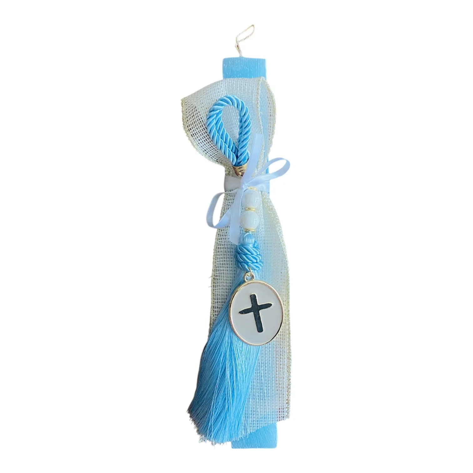 Candle - Blue with Cross